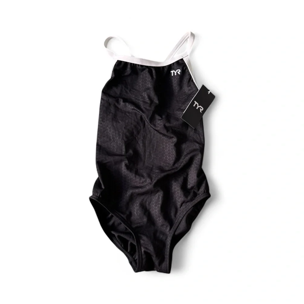 TYR Durafast Elite Diamondfit Hexa Black White One Piece Swimsuit SZ 28 / Small - Picture 7 of 8